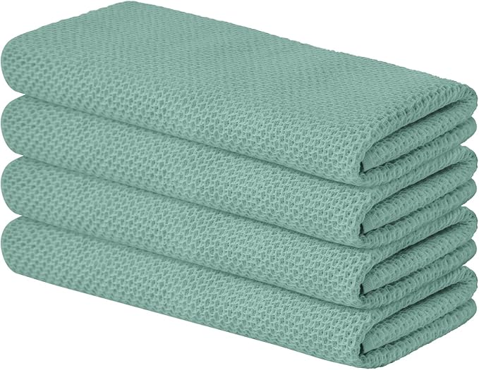 Artoid Mode 100% Cotton Light Green Waffle Weave Kitchen Dish Cloths, 13x28 by ArtoidMode
