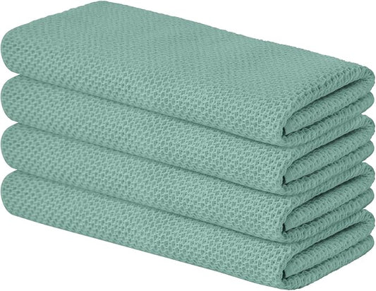 Artoid Mode 100% Cotton Light Green Waffle Weave Kitchen Dish Cloths, 13x28 by ArtoidMode
