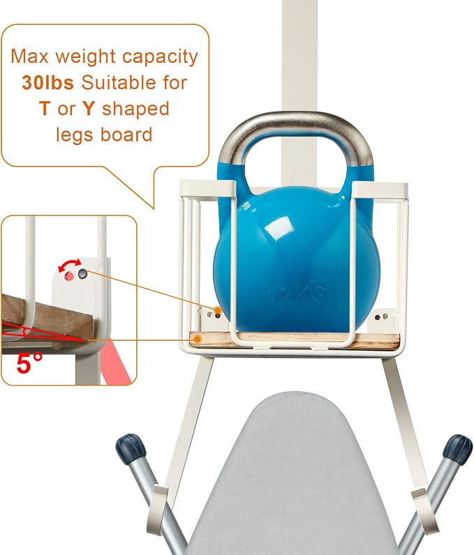 TJ.MOREE Over The Door/Wall Mount Ironing Board Hanger, Laundry Room Iron and - Image 5