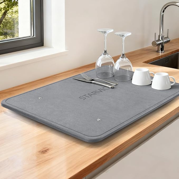 Large Stone Dish Drying Mats for Kitchen Counter, Super Absorbent Fast Drying by Unknown
