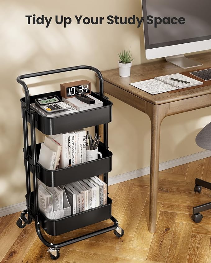 Pipishell 3 Tier Mesh Utility Cart, Rolling Metal Organization Cart - Image 7