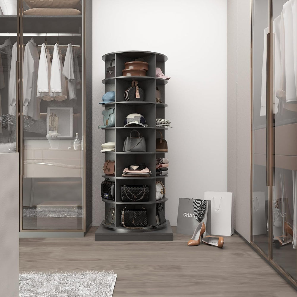 360 Rotating Shoe Tower, 7-Tier Vertical Corner Shoe Rack, Free Standing Spin...