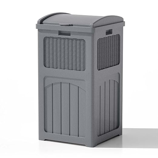 Patiowell 36 Gallon Outdoor Trash Can, Resin Outdoor Garbage Can by Patiowell