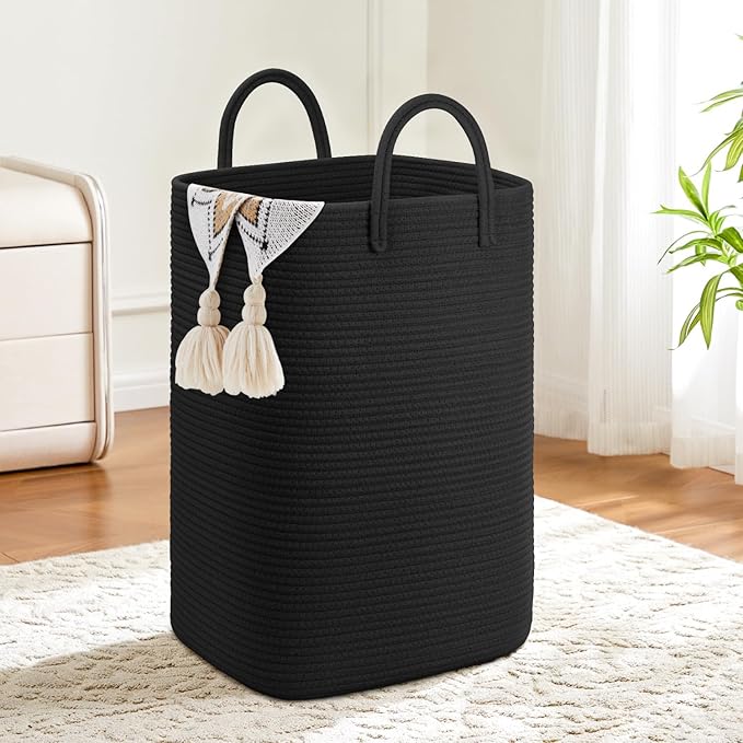 Laundry Basket, Woven Cotton Rope Laundry Hamper, 80L Versatile Storage by Artfeel