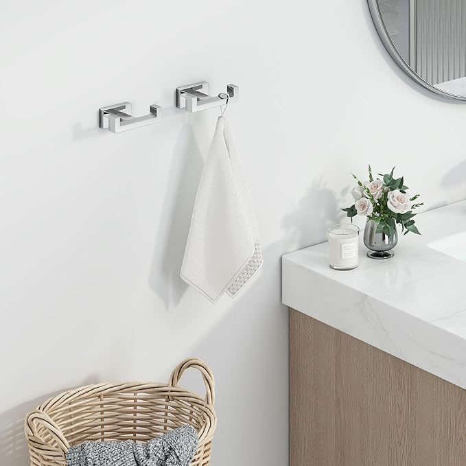Angle Simple Double Towel Hooks, SUS 304 Stainless Steel Robe Coat Wall Hooks - Image 2