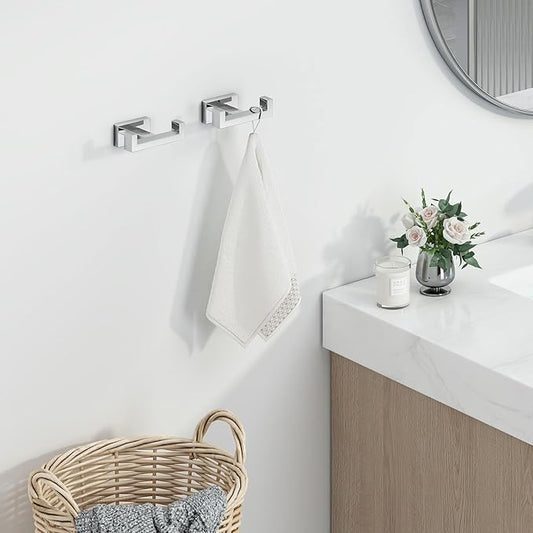 Angle Simple Double Towel Hooks, SUS 304 Stainless Steel Robe Coat Wall Hooks - Image 2
