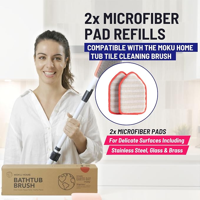 Replacement Microfiber Pad for Moku Home Extendable Tub Tile Shower Scrubber - Image 2