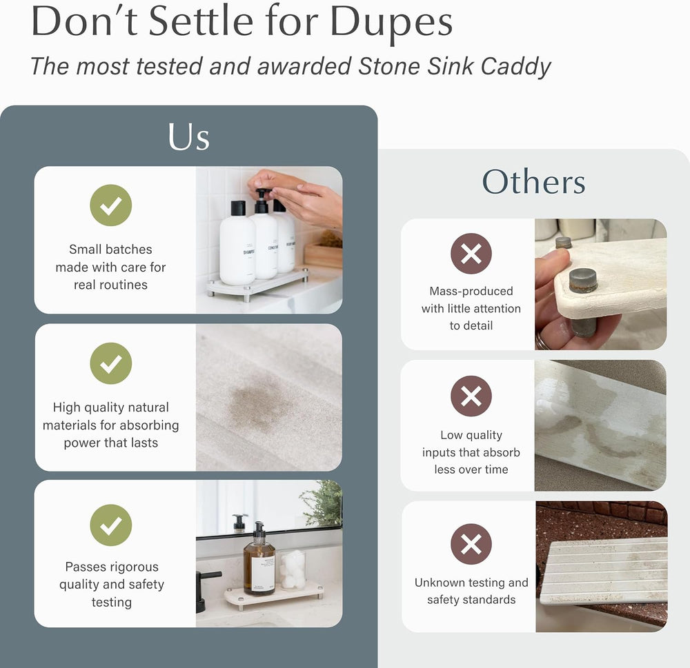 Dorai Home Stone Kitchen Sink Caddy - Diatomaceous Earth Sink Tray with Stain...