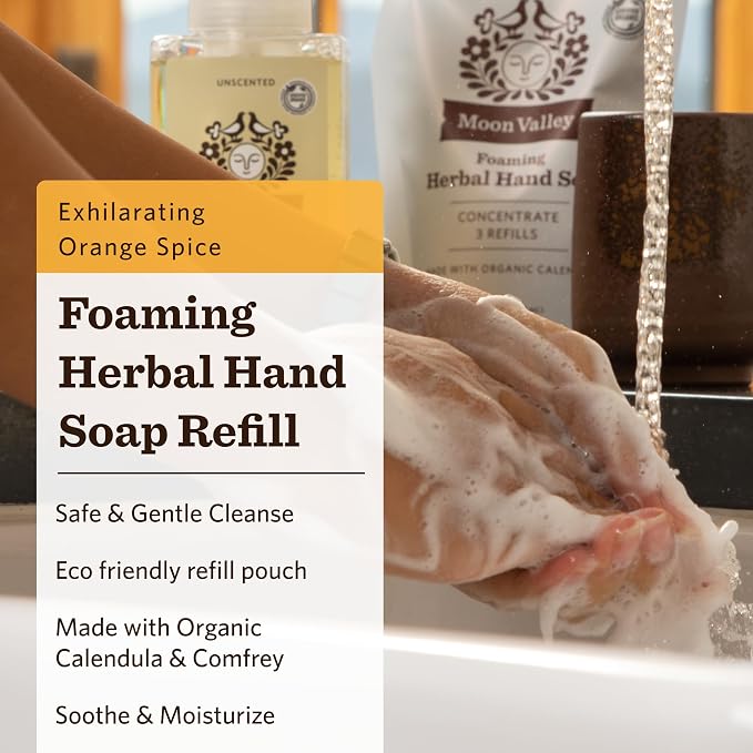Moon Valley Foaming Hand Soap Refill Pouch, Two-Pack Orange Spice Soap - Image 2
