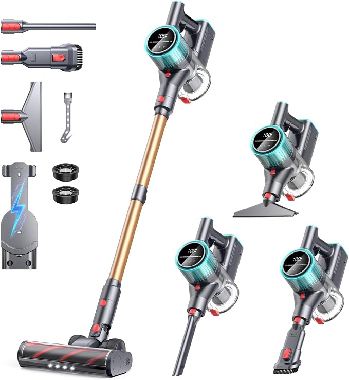 Cordless Vacuum Cleaner, 50Kpa 600W Vacuum Cleaners by Powerffy