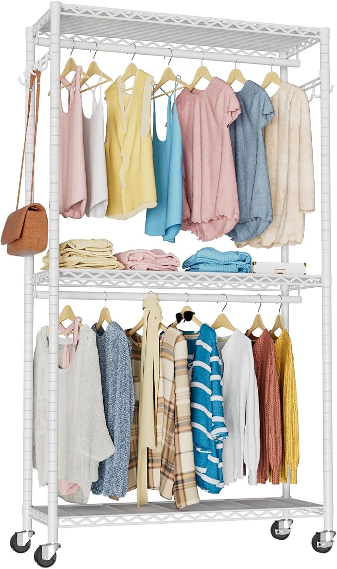 Clothes Rack, Clothing Rack for Hanging Clothes, 3 Tiers Adjustable Heavy Duty by VyGrow