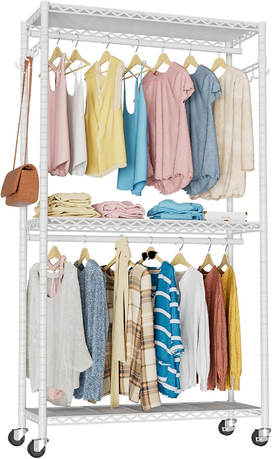 Clothes Rack, Clothing Rack for Hanging Clothes, 3 Tiers Adjustable Heavy Duty by VyGrow