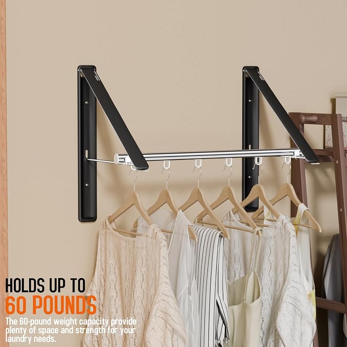 Clothes Drying Rack Retractable, Wall Mounted Clothes Hanger Rack - Image 3
