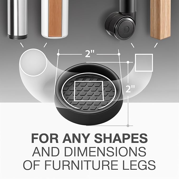 Furniture Cups X-PROTECTOR – 2" Caster Cups 8 PCS – Round Furniture Coasters – - Image 2
