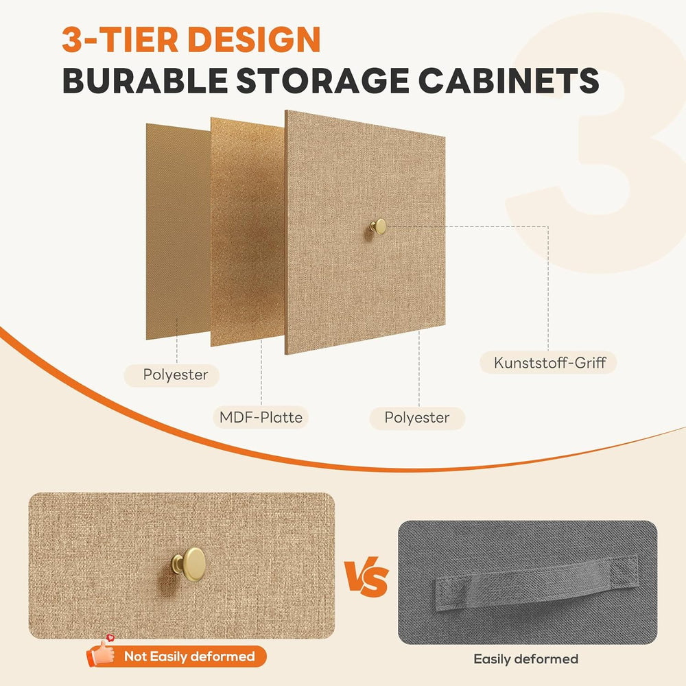 Sweetcrispy 7 Drawer Dresser for Bedroom Storage with Fabric Bins, Khaki