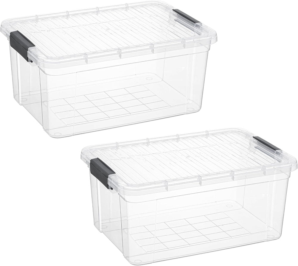 Superio Storage Bins with Lids- 2 Pack, 21 Qt Clear Boxes for Organizing, Sta...