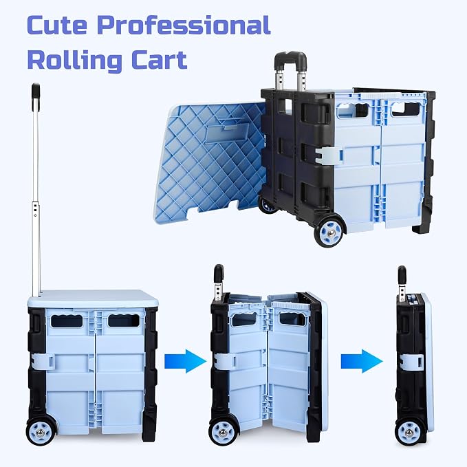 Collapsible Rolling Crate on Noiseless Wheels: Portable Utility Cart - Image 7