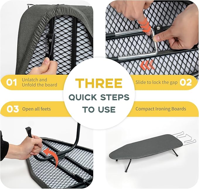 Small Ironing Board Tabletop, RAINHOL Compact Portable Iron Board Foldable - Image 5