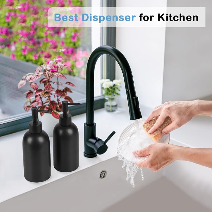 Natheeph 14OZ Ceramic Soap Dispenser Ceramic Soap Pump Dispenser Can Fill Liquid - Image 4