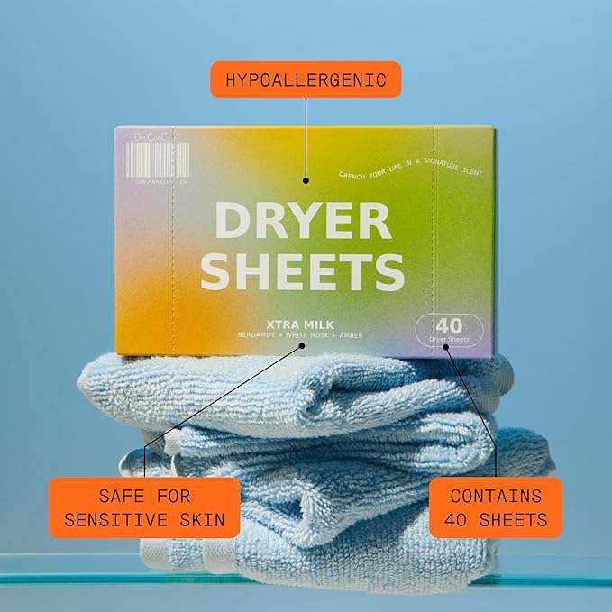 DedCool Dryer Sheets | Xtra Milk | 40 Count | Non-Toxic Vegan Fabric Softener | - Image 5