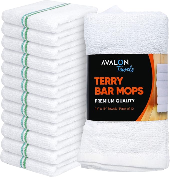 Avalon Towels Terry Bar Mop Towels Size 16"x19" – Absorbent and Durable by AvalonTowels