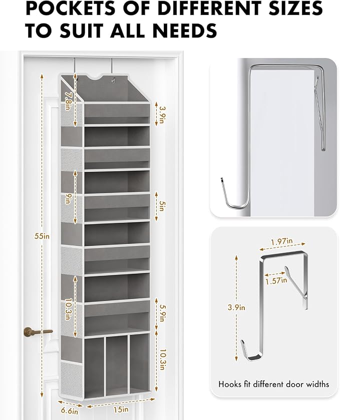 Over The Door Organizer Storage - 50lb Heavy Duty 6 Shelf Over Door Organizer - Image 2