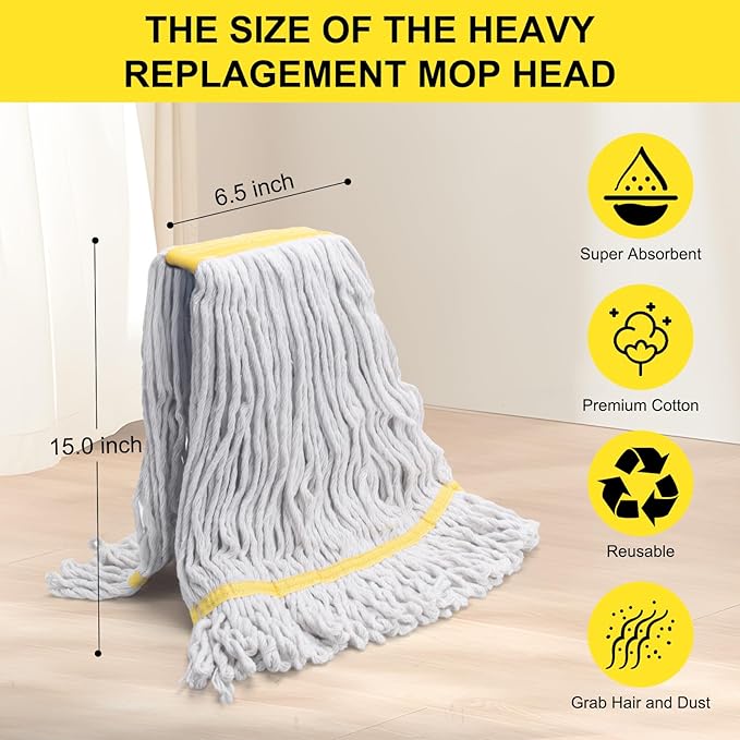 KeFanta 3 Pack Heavy Duty Commercial Mop Head Replacement, Wet Industrial - Image 5