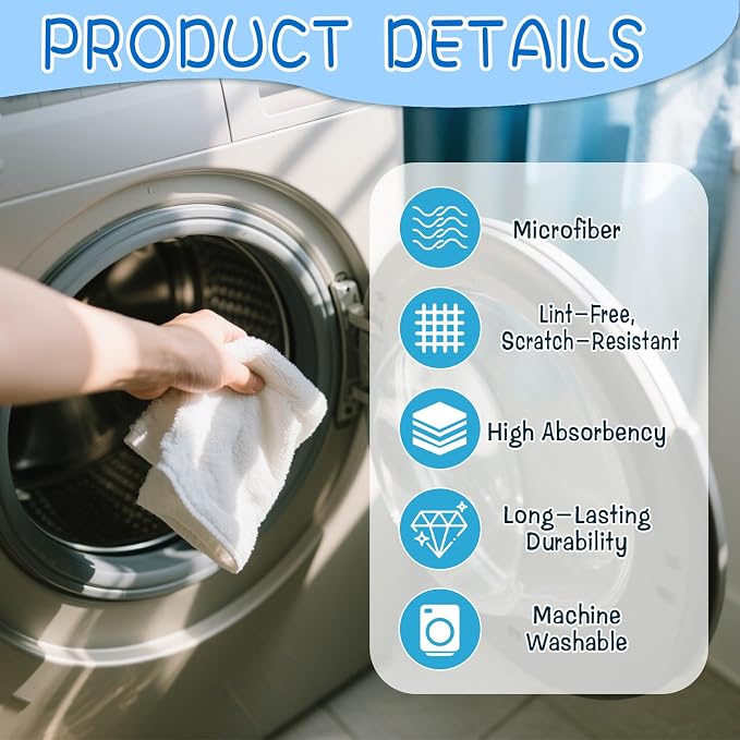 4 Pack Extra Large Microfiber Cleaning Cloths 20"x30", Lint-Free Reusable Towels - Image 3