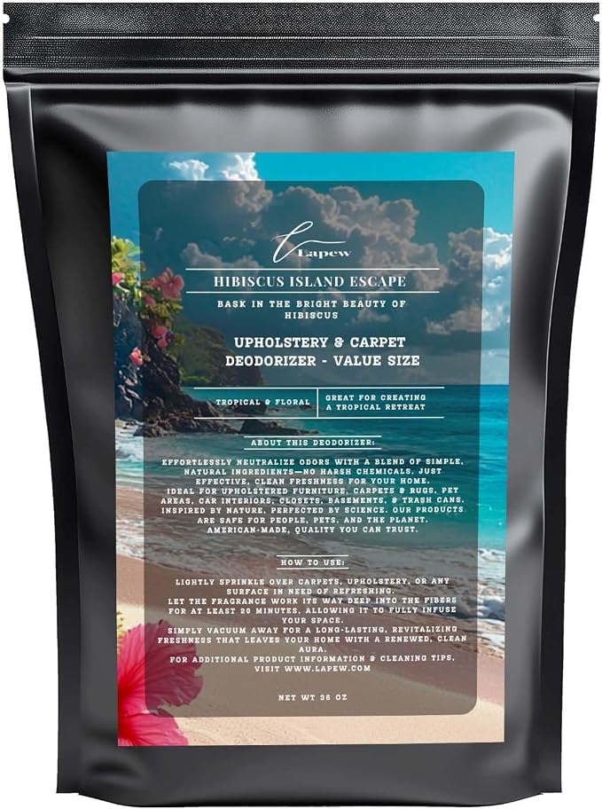 Hibiscus Island Escape Carpet Freshener Powder Refill 36 oz | Powerful Odor by Lapew