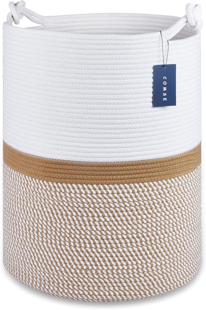 COMSE Extra Large Blanket Basket, Tall Woven Storage Basket, Nursery Hamper by COMSE