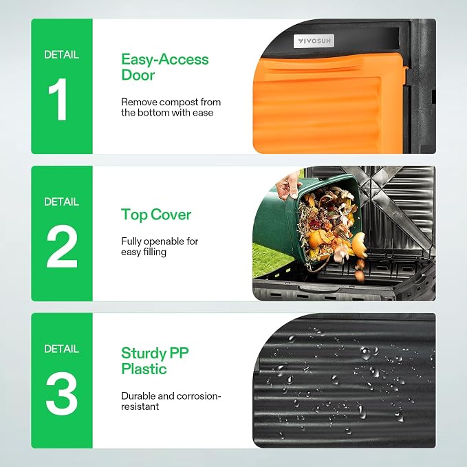 VIVOSUN Compost Bin 80Gallon, Outdoor Composter W/Large Capacity & Easy - Image 2