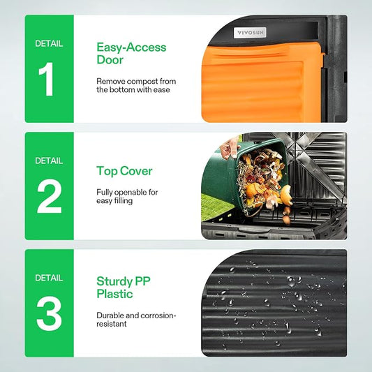 VIVOSUN Compost Bin 80Gallon, Outdoor Composter W/Large Capacity & Easy - Image 2