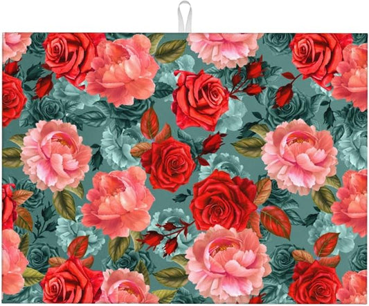 Floral Boho flowers Dish Drying Mat by GOCGRVOfficialOnline