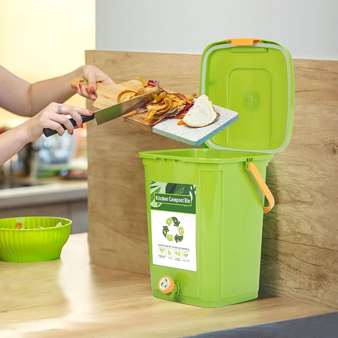 Compost Bin Outdoor, 21 L Garden Composting Bin Bags, Breathable Screen Window - Image 6