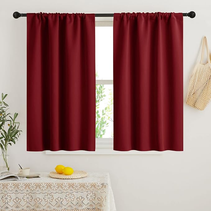 RYB HOME Kitchen Curtains 45 inch Length 2 Panels Set, Privacy Assured Drapes by RYBHOME
