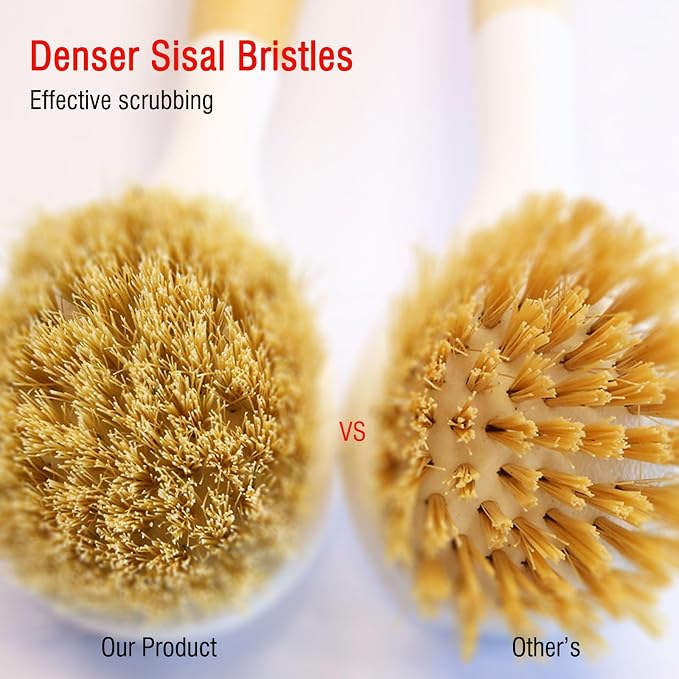 Wooden Dish Brush, Natural Bristle Dish Brushes - Image 3