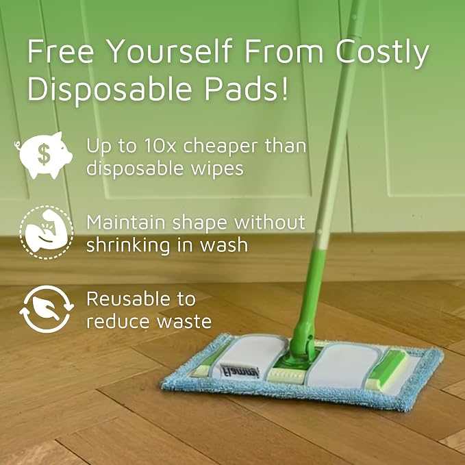 Reusable Mop Pad for Swiffer Sweeper Mop, 12.5'' Microfiber Mop Pad Refill - Image 3