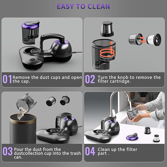 Mattress Vacuum Cleaner, Handheld UV Bed Vacuum Cleaner 16KPa & 12800 - Image 6