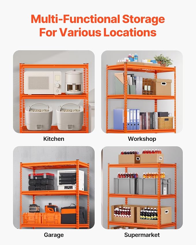 VEVOR Storage Shelves, 2400 lbs, 4 Tier Heavy Duty Garage Shelving, - Image 8