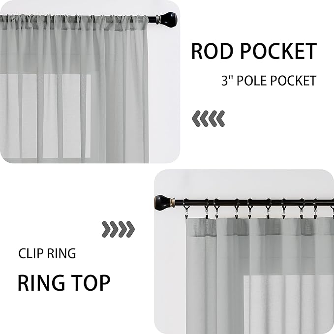 Tollpiz Sheer Door Curtain Closet Linen Textured Curtains Sheer Doorway Light - Image 5
