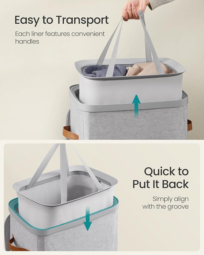 SONGMICS Laundry Basket, 26.4 Gal. Laundry Hamper, Easy Assembly, - Image 5