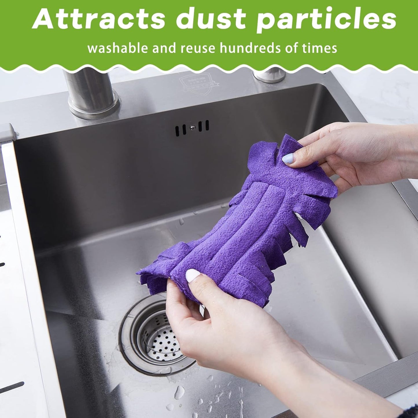 Zubebe 12 Pcs Duster Refill Reusable Fleece Duster Refills Feather Flat Dusters Multi Surface Washable Cleaning Pads Tools for Home, Blinds, Car, Pet, Furniture, Fans (Dark Color)