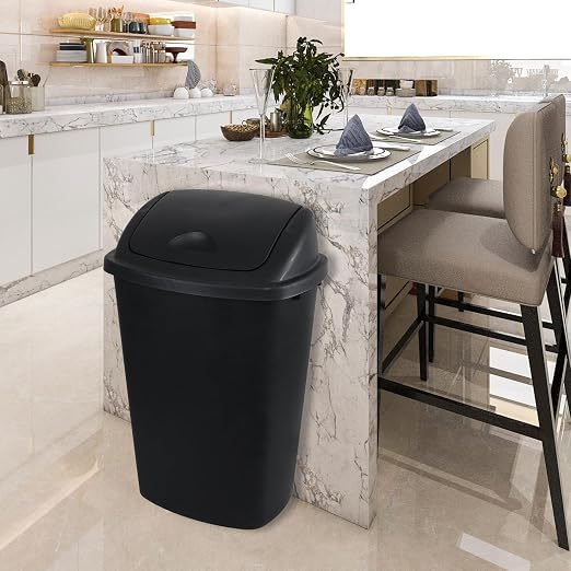 13 Gallon Garbage Can with Swing Lid, Plastic Kitchen Trash Can, 4 Pack - Image 4