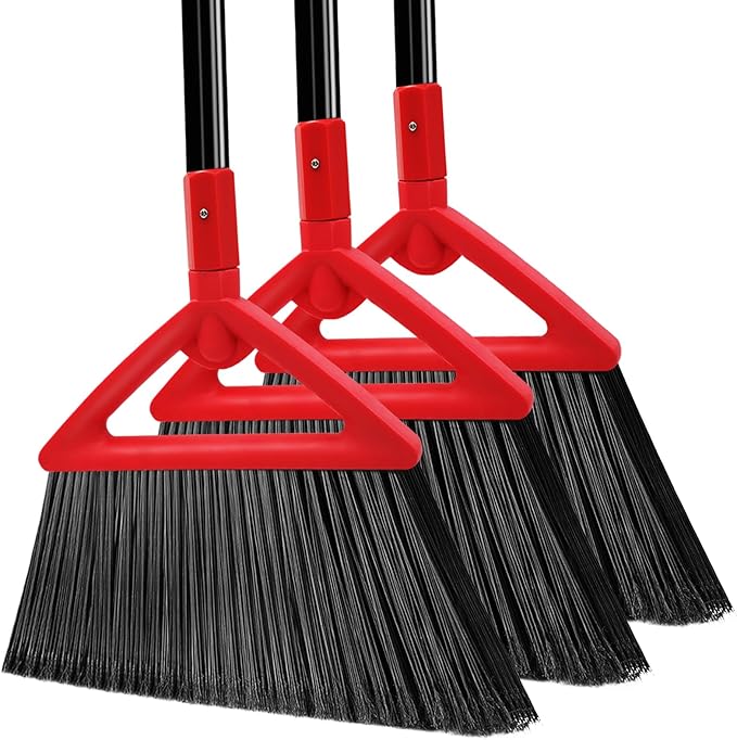 Heavy Duty Angle Broom, 3 Pack Longer Commercial Brooms, Swipe Brooms by PUTNATRUE