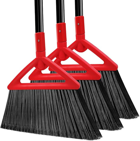 Heavy Duty Angle Broom, 3 Pack Longer Commercial Brooms, Swipe Brooms by PUTNATRUE
