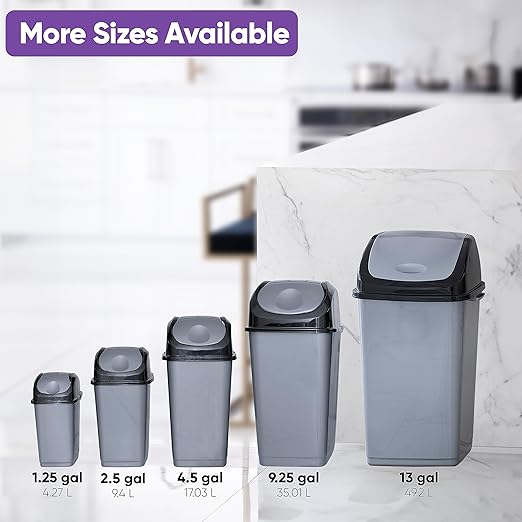 Superio Office Trash Can with Lid 9 Gallon Kitchen Garbage Can Bedroom Waste - Image 8