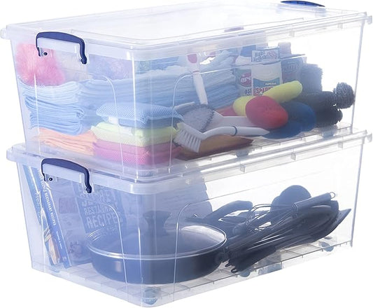 Superio Storage Bins with Lids, Stackable Totes, BPA Free, Odor Free, Organizer by Superio