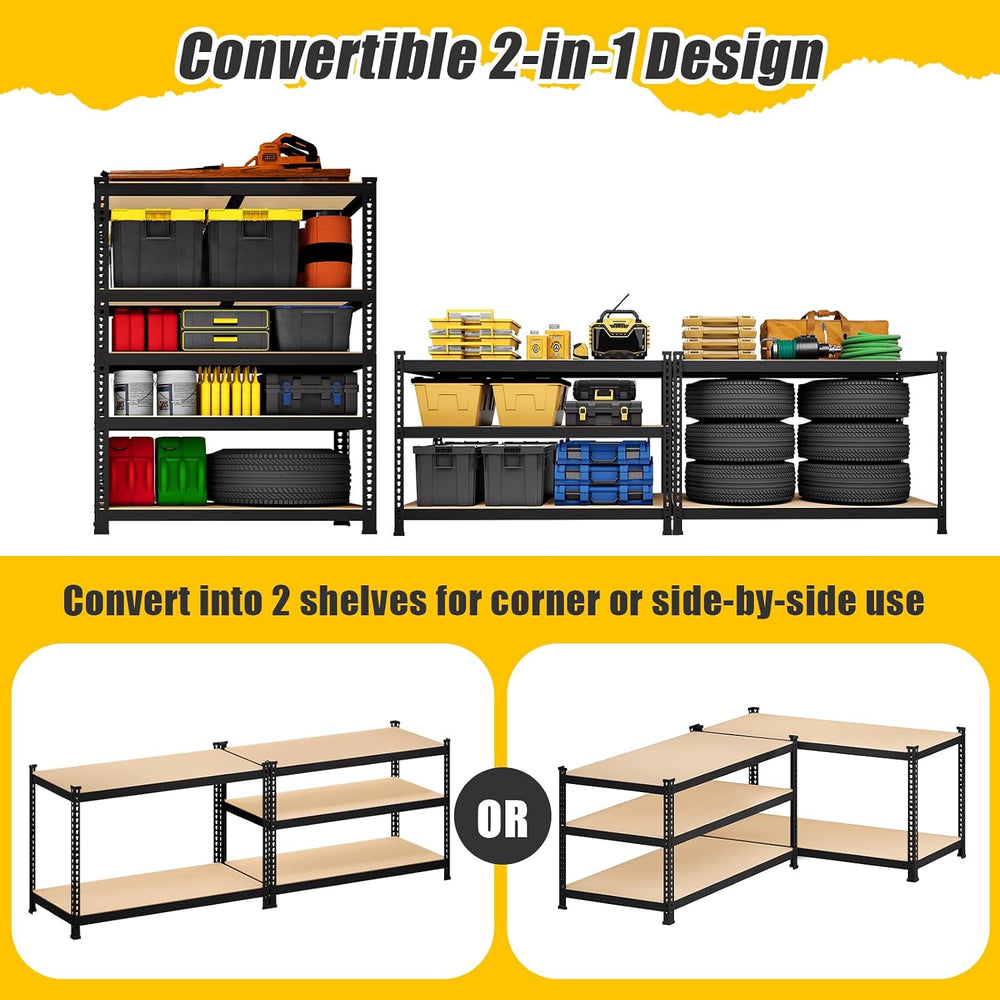 5-Tier Metal Storage Shelves: Heavy Duty Garage Shelving Adjustable Shelves f...