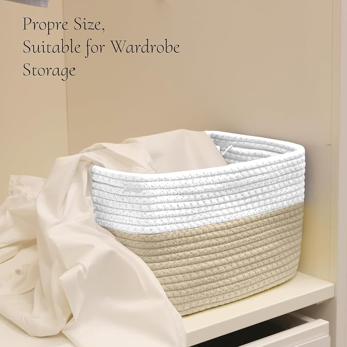 Hopegiver Woven Storage Baskets 11x8x7 Inch, 3 Pack Collapsible Cube Storage Bin - Image 4