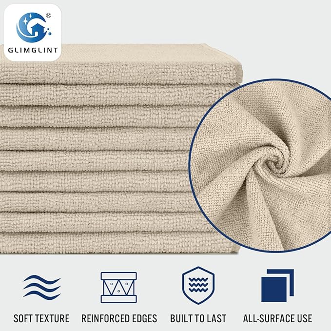 GLIMGLINT Brown Microfiber Cleaning Cloth, 12 Pack Cleaning Towels - Image 3